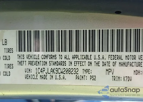 2012 Jeep Liberty Sport z USA, uszkodzony, nr VIN 1C4PJLAK9CW208232